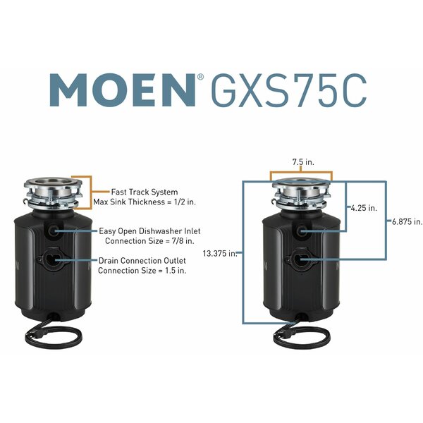 GXS75C Moen GX Series 3/4 HP Continuous Garbage Disposal & Reviews